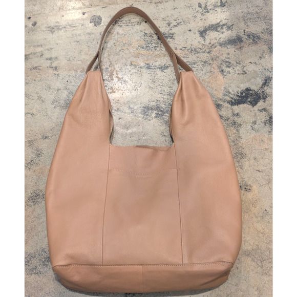 Lucky Brand Large Leather Satchel Tote VACHETTA Brown 0313DM0124 Chic Hobo - Picture 1 of 13